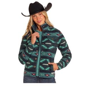 Powder River Women's Printed Aztec
Berber Jacket - Teal